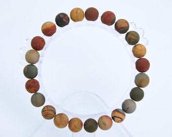 8MM Matte Red Creek Jasper Beads Bracelet Grade AAA Genuine Natural Round Gemstone 7" BULK LOT 1,3,5,10 and 50 (106750h-075)