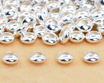 4x2MM Sterling Silver Spacer Beads Saucer 20 Pcs Solid Silver  (63943-2131)