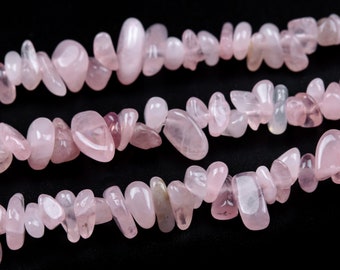 4-10MM Madagascar Rose Quartz Beads Pebble Chips Grade AA Genuine Natural Gemstone Beads 15&quot;  Bulk Lot Options (108401)