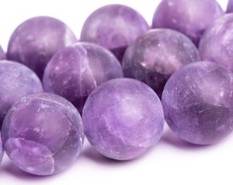 15MM Matte Amethyst Beads Grade A Genuine Natural Gemstone Full Strand Round Loose Beads 15.5"/7.5"/4" BULK LOT 1,3,5,10 and 50 (103511-911)