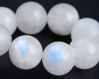 10MM Rainbow Moonstone Beads Bracelet India Grade A Genuine Natural Round Gemstone 8" (117387h-3054)