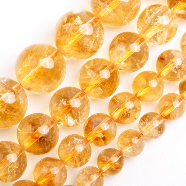 Citrine Beads Brown Yellow Grade A+ Genuine Natural Gemstone Round Loose Beads 6MM 8MM 10MM 12MM 14MM Bulk Lot Options