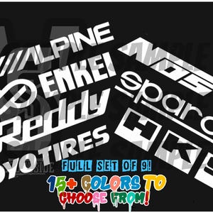 JDM Racing Decal Set - Alpine, Enkei, GReddy, Toyo Tires, NOS, Sparco, HKS