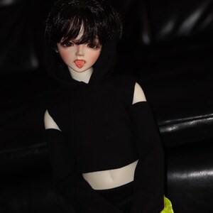 SD13 open sleeves mini hoodie (Black)