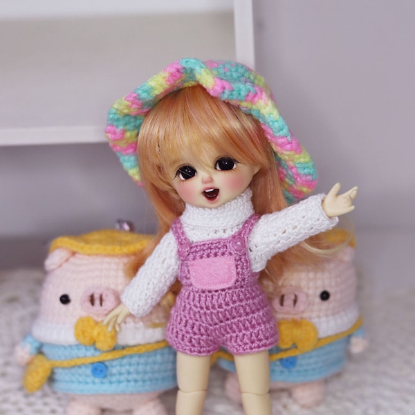 Pastel hat for Lati yellow / PukiFee / 16cm dolls 1/8 dolls