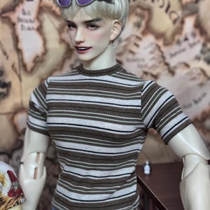 75 cm bjd striped brown shirt