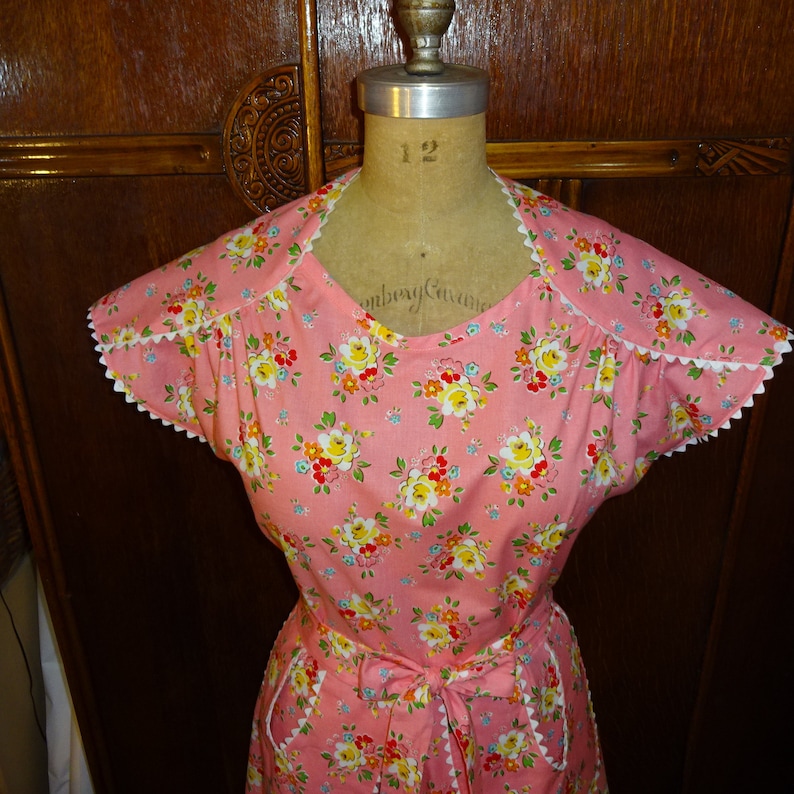 1950s Style Wrap Around House Dress with Dutch Pockets Custom Made in Your Size From a Vintage Pattern