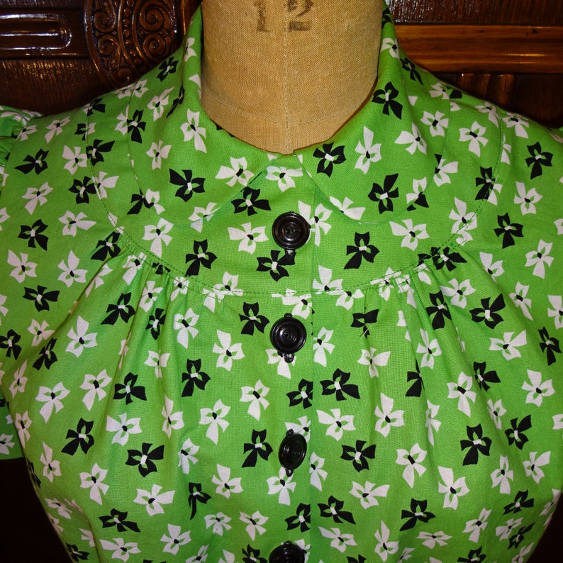 1940s Style Button Up Puff Sleeve Blouse Custom Made in Your Size From a Vintage Pattern