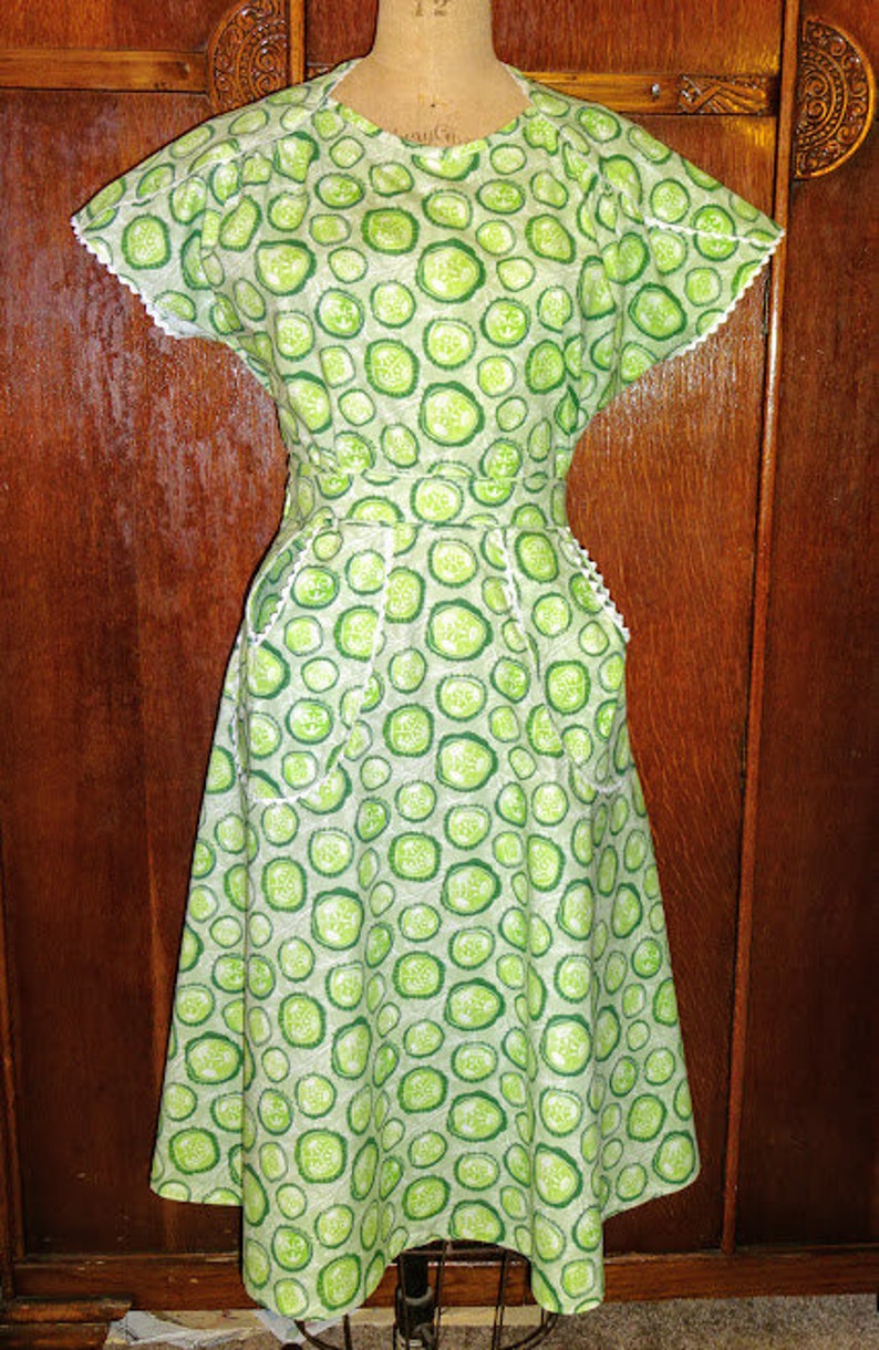 1950s Style Wrap Around House Dress with Dutch Pockets Custom Made in Your Size From a Vintage Pattern