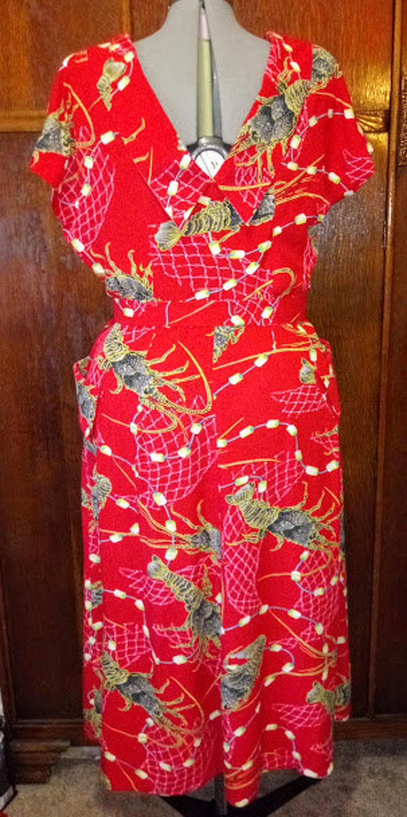 1950s Style Deep V Neck Summer Dress Aline Skirt and Pockets | Etsy