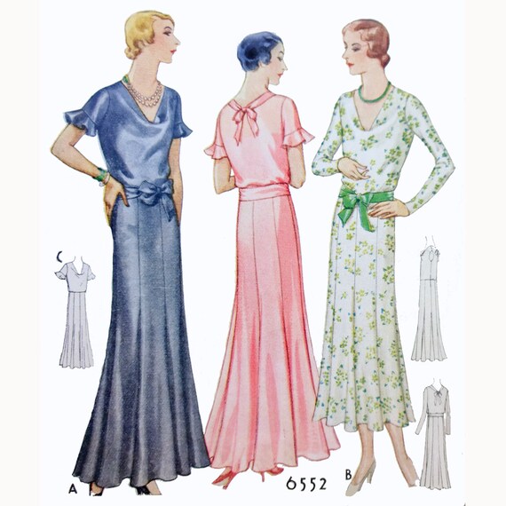 1930s style evening dress