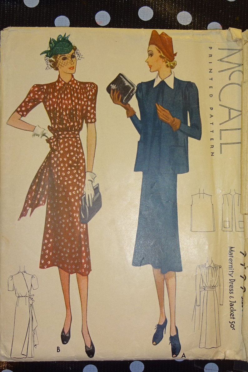 1930s Style Maternity Wrap Around Dress Custom Made in Your Size From a Vintage Pattern