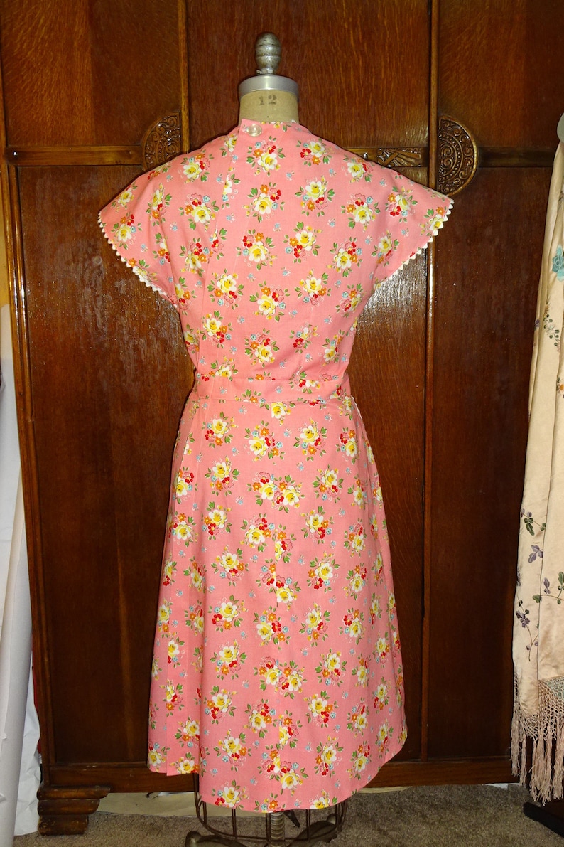 1950s Style Wrap Around House Dress with Dutch Pockets Custom Made in Your Size From a Vintage Pattern