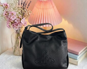 Schwarze Vegan Leder Hobo Bag Orb geprägte Umhängetasche Geschenk für Sie