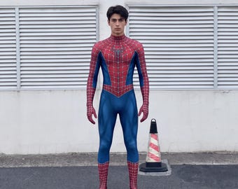 Spider-Hero-Cosplay-Anzug, rot-blauer Spandex-Zentai-Body, Superhelden-Kostüm für Erwachsene – Geschenkidee für Halloween