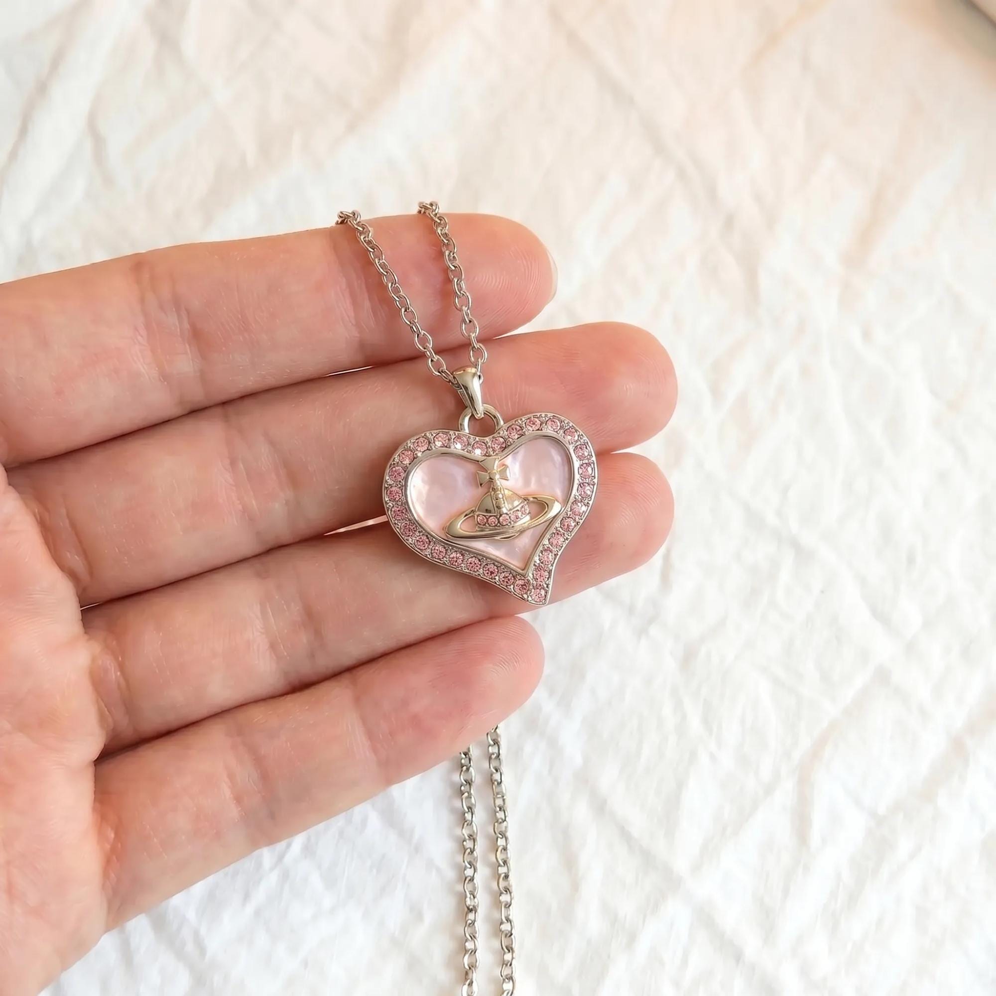 Vivienne Westwood Necklace Pink Heart - Etsy