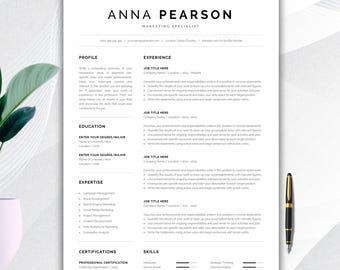 Modello di curriculum professionale di una pagina, CV moderno e minimalista (Word, Pages)