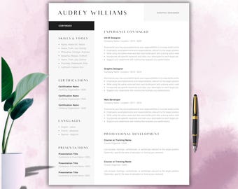 ATS Resume Template Word, Minimalist Professional CV Microsoft Word, 1 & 2 Pag Clean Resume with Cover Letter + References | Elegant Resume