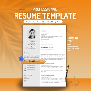 ATS resume template professional Word Google Doc instant download 2026