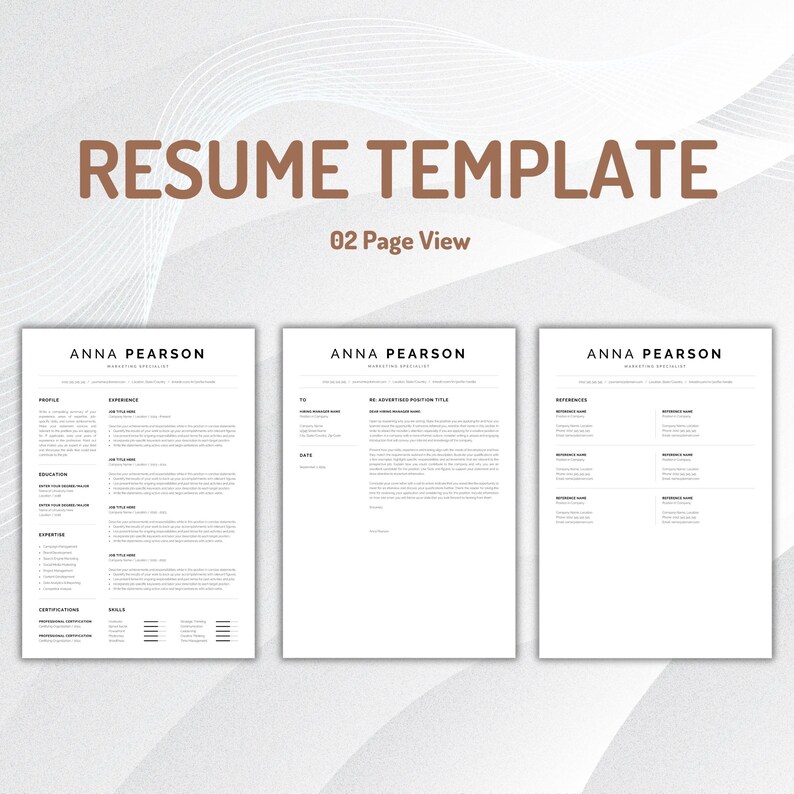Professional One Page Resume Template, Modern Minimalist CV (Word, Pages) image 4