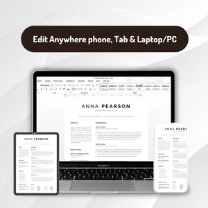 Professional One Page Resume Template, Modern Minimalist CV (Word, Pages) image 6