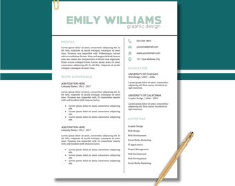 ATS Resume Template for Word | Modern CV Template | Professional Resume Design Editable CV, Minimalist Resume, Teacher Resume Template