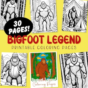 Pages à colorier Bigfoot, oeuvre d'art imprimable Sasquatch pour enfants et adultes, téléchargement immédiat au format PDF