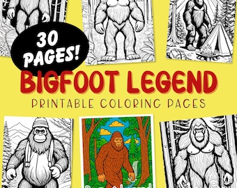 Bigfoot-kleurplaten, afdrukbare Sasquatch-kunst voor kinderen en volwassenen, pdf direct download