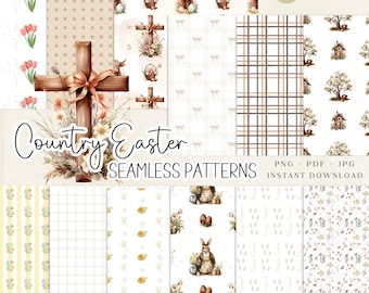 Naadloos paaspatroon, digitaal lentepapier, scrapbooking, direct downloaden, DIY Craft