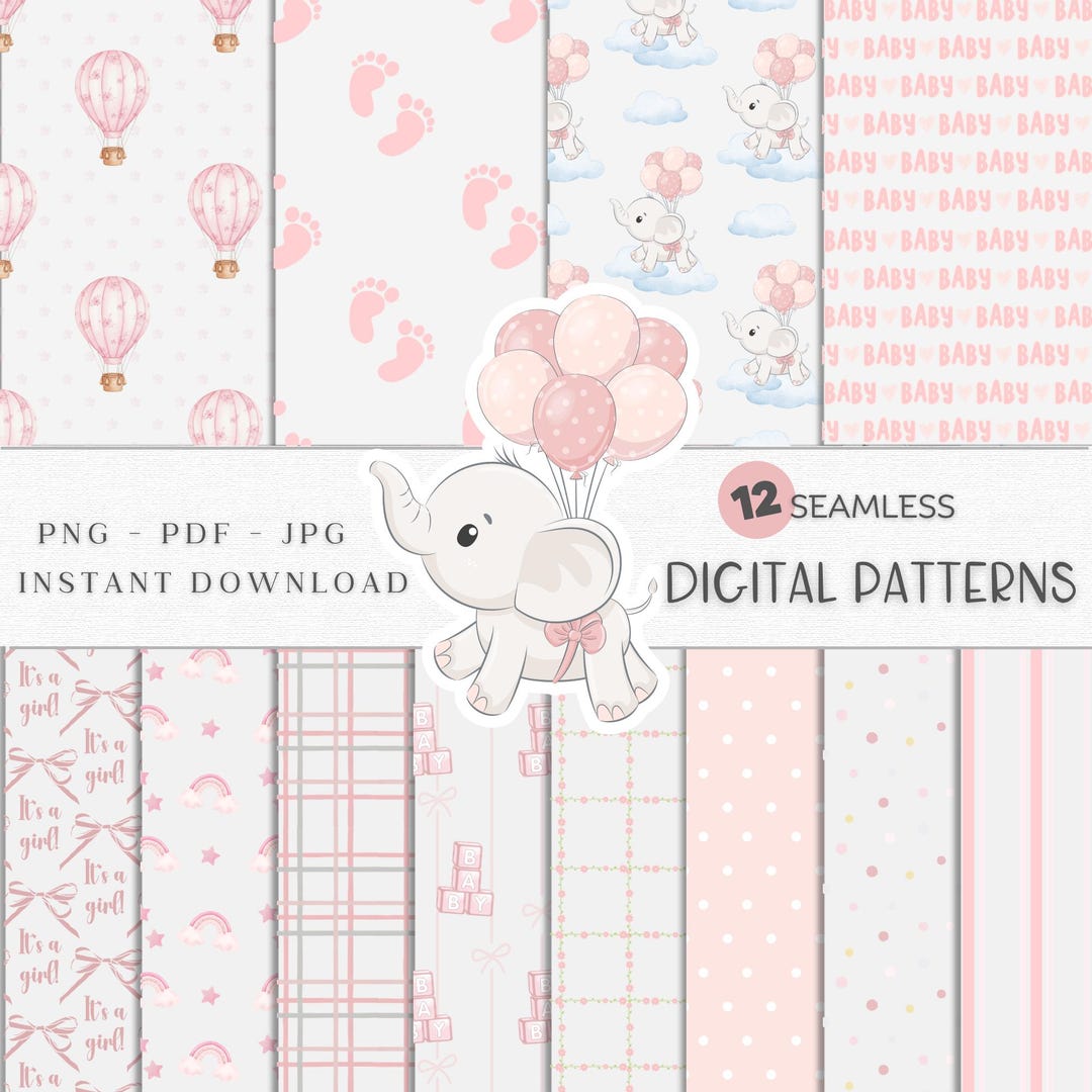 Pattern Paper Baby Baby Girl Seamless Patterns, Digital Papers, Scrapbooking, Pink Pattern ...
