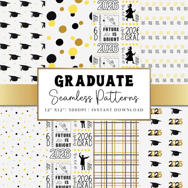 2026 Graduation Seamless Patterns, Instant Digital Download, Grad Craft ...