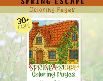 LENTE ESCAPE volwassen lente bloemen kleurplaten, afdrukbare bloemontwerpen, geavanceerde kleurplaten, 8,5 x 11 inch, instant pdf