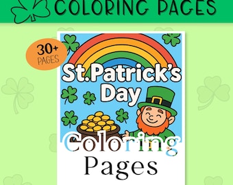 St. Patrick's Day kleurplaten, Instant pdf-download, Leprechauns Rainbows and Clovers, 30+ kleurplaten voor kinderen, voorschoolse activiteit