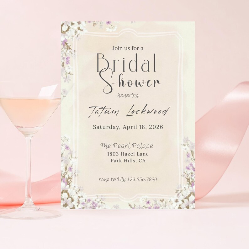 Lavender Floral Bridal Shower Invitation Template, Edit in Canva ...