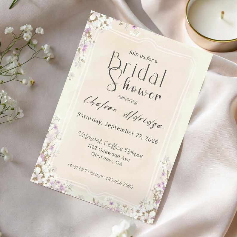 Lavender Floral Bridal Shower Invitation Template, Edit in Canva ...