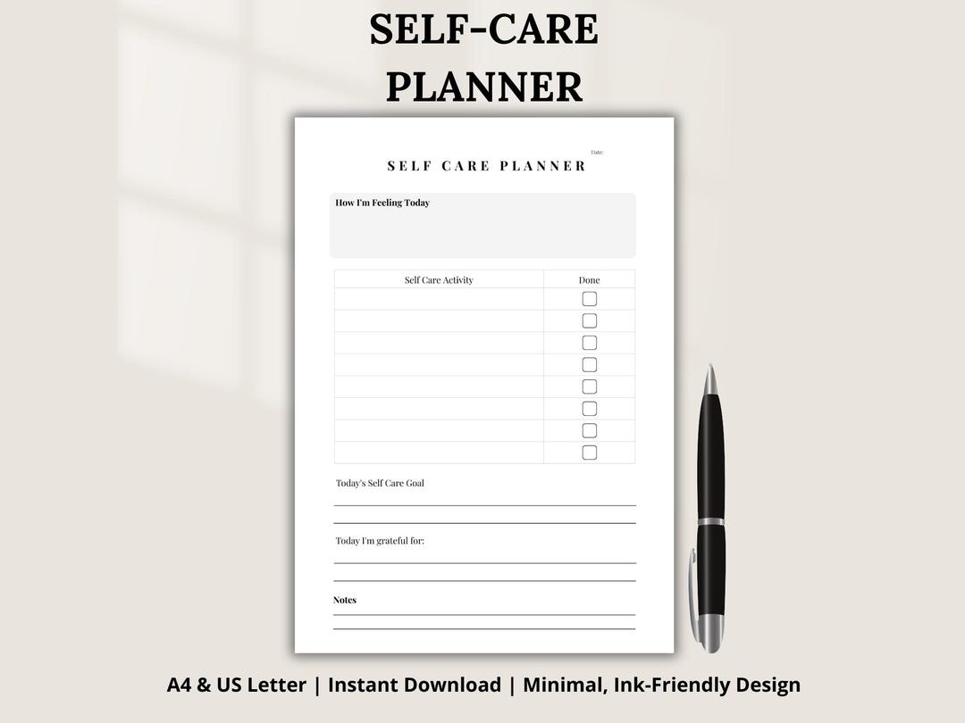 Self Care Planner Printable, Daily Checklist, Mental Health Journal ...