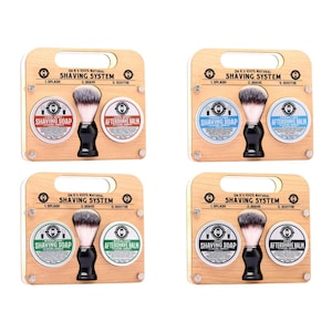 Shaving System, All Natural Shaving Gift Set - Shaving Soap, Shaving Brush, Aftershave Balm, Handmade in Ireland