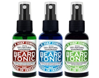 Beard Oil Collection, All Natural Beard Care, Cool Mint, Fresh Lime and Woodland Beard Tonic. Handmade in Ireland.