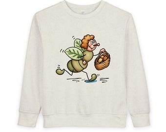 Sudadera Hada de las Hojas Corriendo con Cesta / Ilustración de hada de la naturaleza para niños