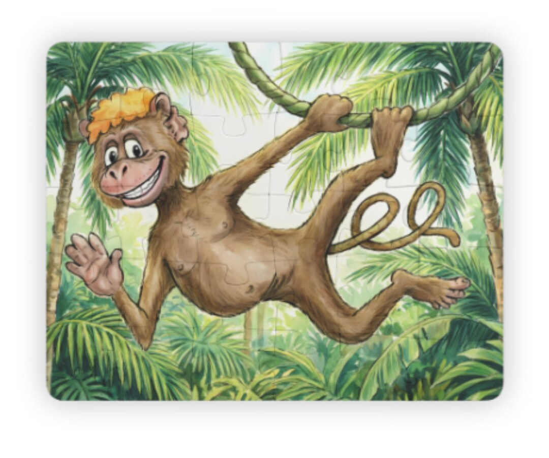 Playful Monkey Jungle Puzzle | 30-piece Kids Animal Jigsaw (14" X 11 ...