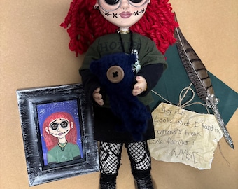 Op maat| Gepersonaliseerde pop met knoopogen, handgemaakte op Mini Me Coraline geïnspireerde pop