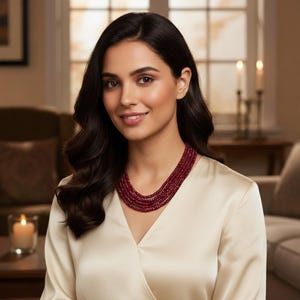 Multi Strand Ruby Necklace | Faceted Gemstone Statement Jewelry, July Birthstone