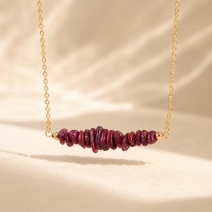 Elegant Rubinhalsband, Juli Födelsesten, Minimalistiskt 925 Silver Guld Roséguld