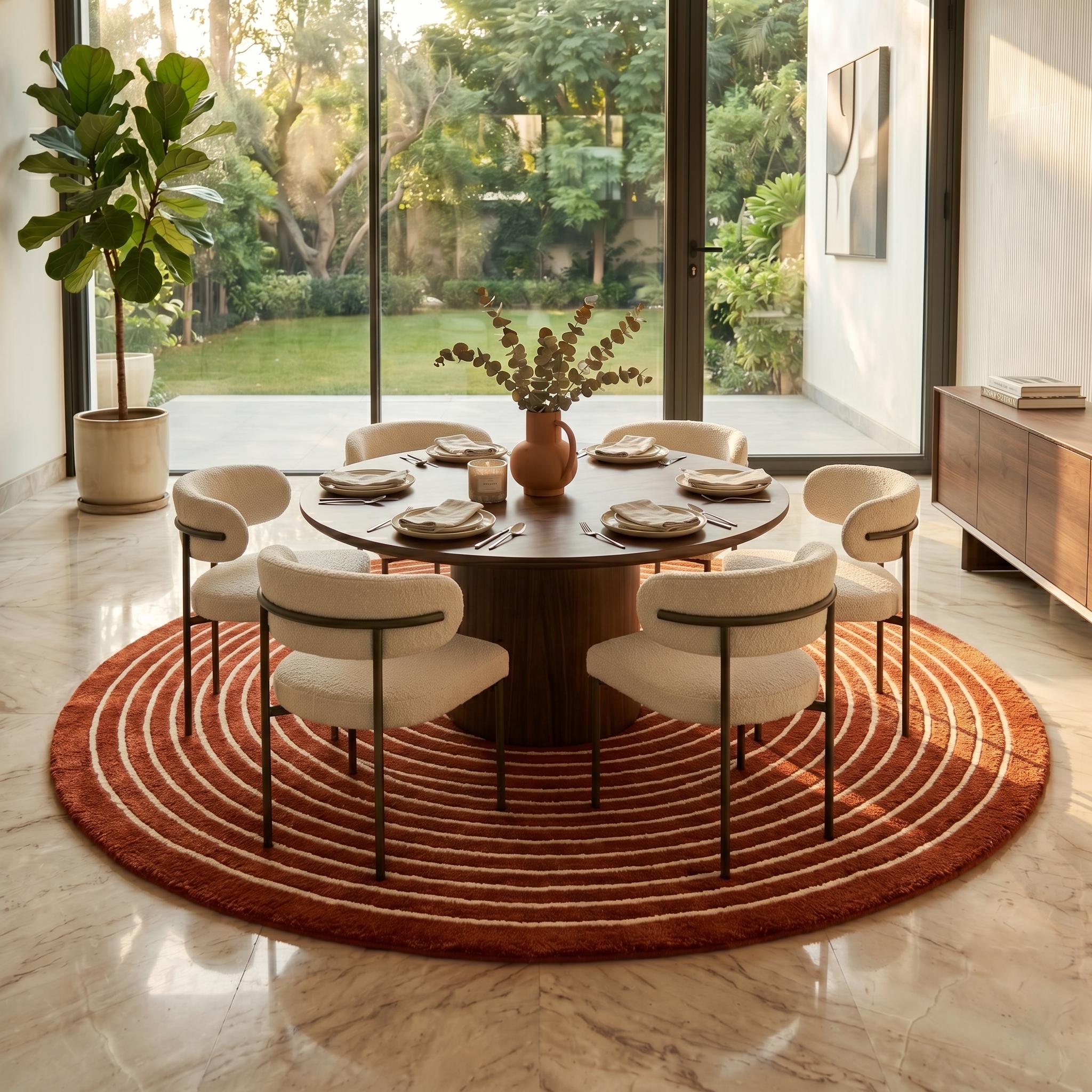 Modern Abstract Hand Tufted 8x8 Round Area Rugs Soft Natural Wool 12x12 ...