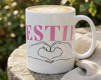 Bestie Mug, Friendship Coffee Mug, Cute Best Friend Gift, Girls Trip Gift, BFF Mug, Pink Aesthetic Mug, Gift for Her