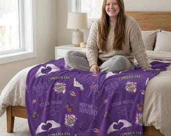 Kpop Blanket | 2013 Debut Era Throw | Purple Heart Blanket | Cozy Fan Gift