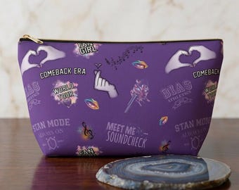 Kpop Makeup Bag | 2013 Debut Era Cosmetic Pouch | Purple Heart Travel Bag | Fan Gift