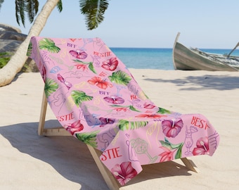 Girls Trip Beach Towel | Best Friend Gift | Floral Pool Towel | BFF Matching Towel | Vacation Essential