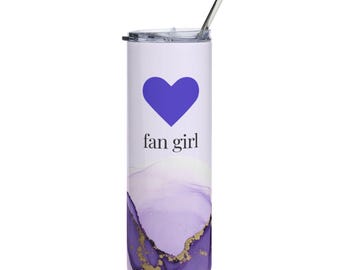 Kpop Tumbler 20oz | Stainless Steel Travel Mug with Straw | Concert Gift | Purple Heart Design