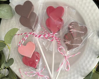 One dozen heart chocolate lollipops